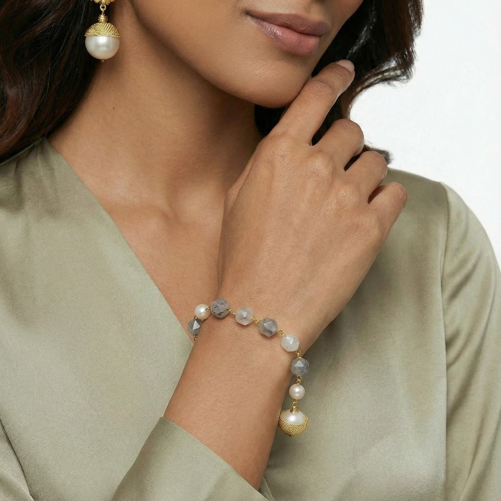Baroque Pearl Crystal Bracelet by LETICI & CO