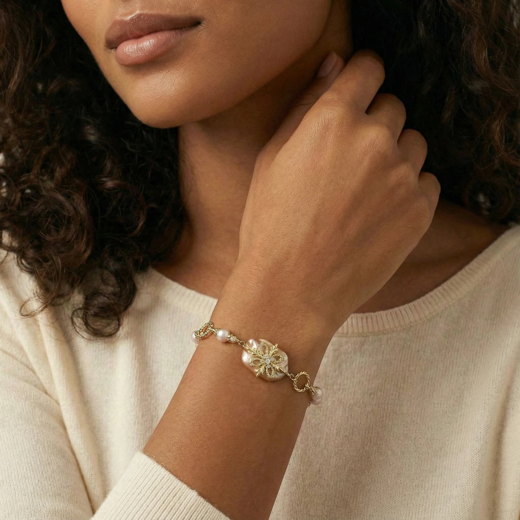 Baroque Pearl Bloom Bracelet by LETICI & CO