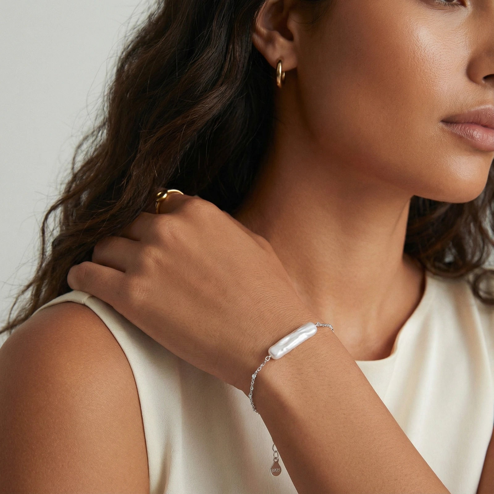 Baroque Pearl Chain Bracelet by LETICI & CO