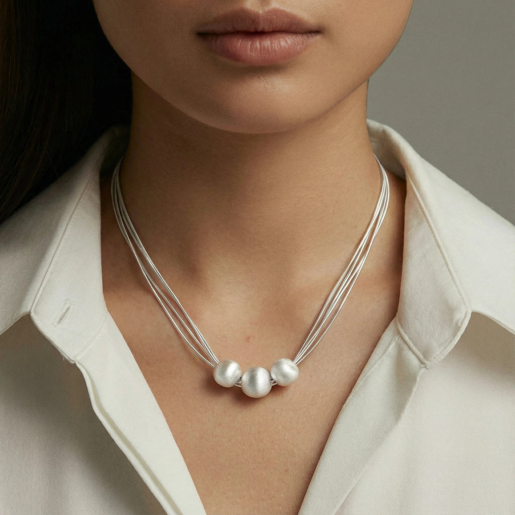 Silver Strand Layers Necklace by LETICI & CO