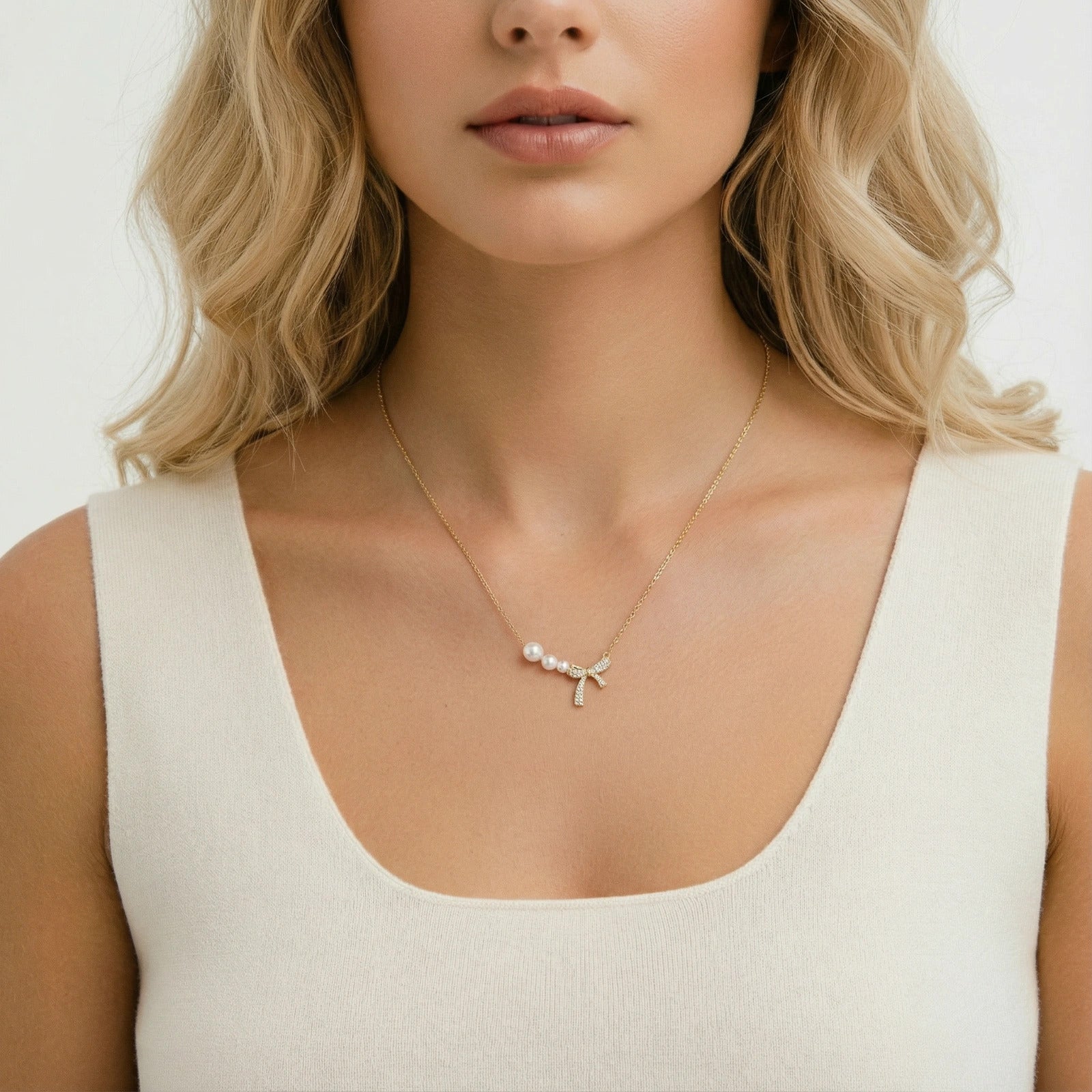 Pearl Bow Dreams Necklace by LETICI & CO