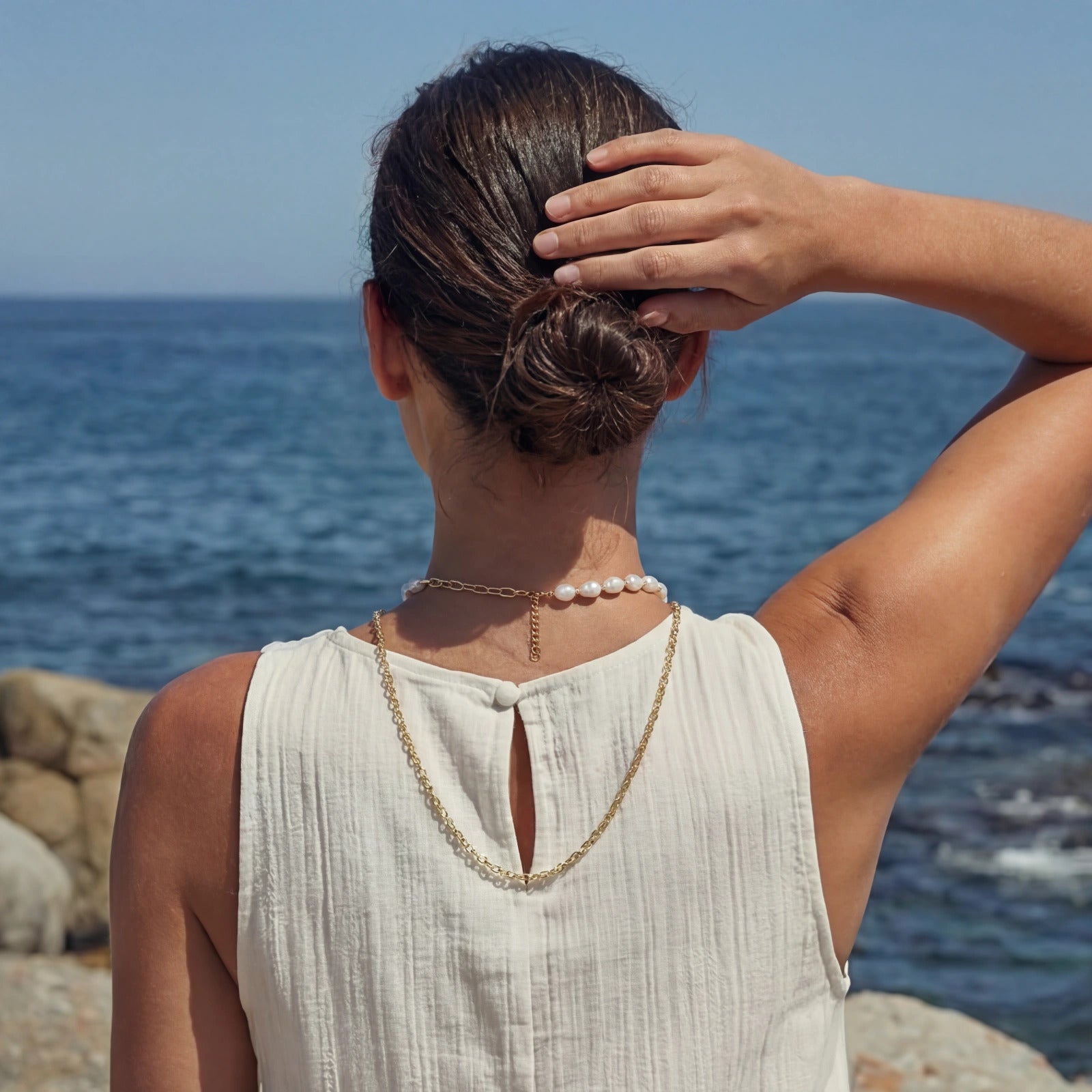 Golden Pearl Layers Necklace by LETICI & CO