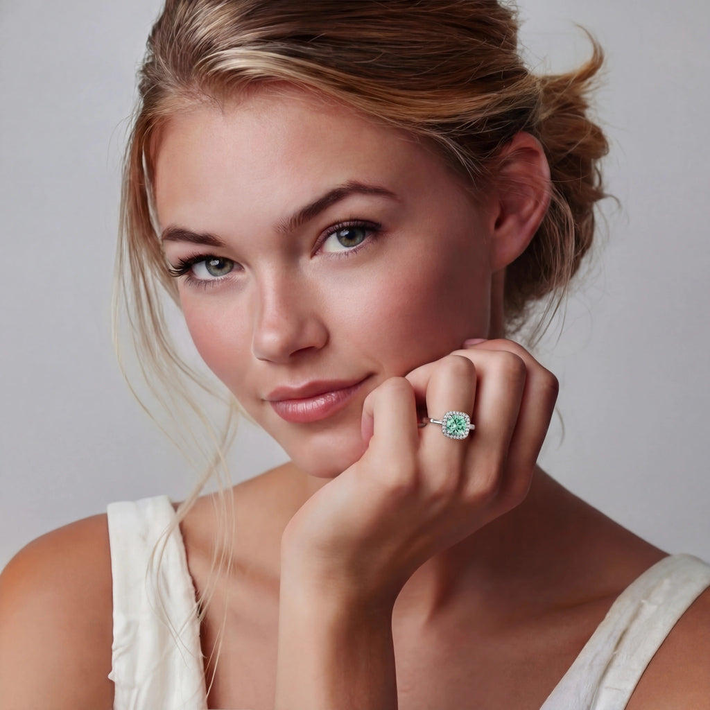 Emerald Glow Halo Ring by LETICI & CO