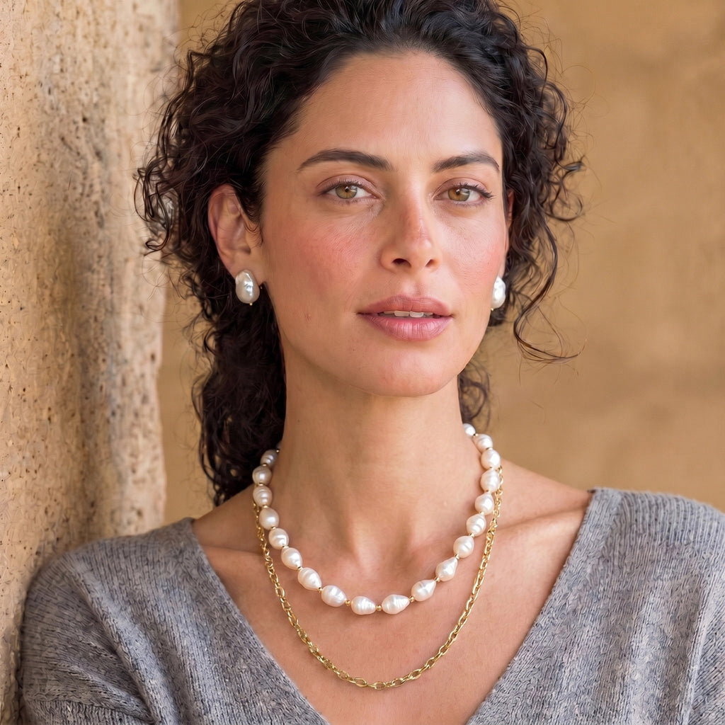 Golden Pearl Layers Necklace by LETICI & CO