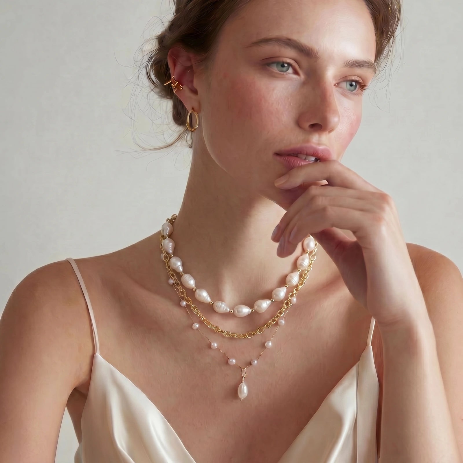 Golden Pearl Layers Necklace by LETICI & CO