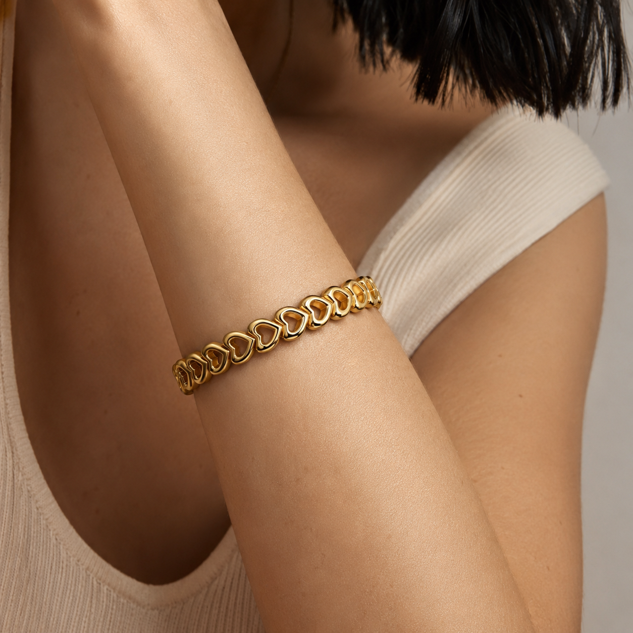 Linked Hearts Bangle by LETICI & CO