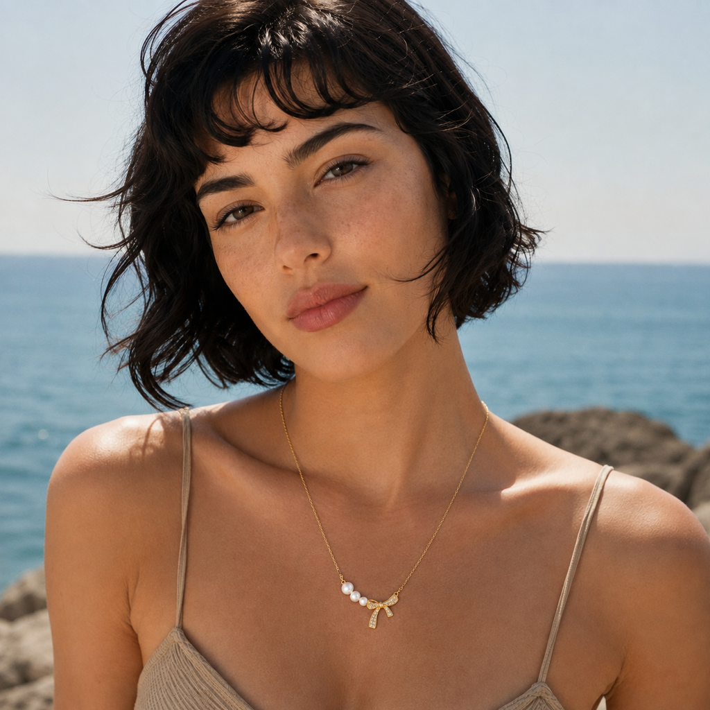 Pearl Bow Dreams Necklace by LETICI & CO