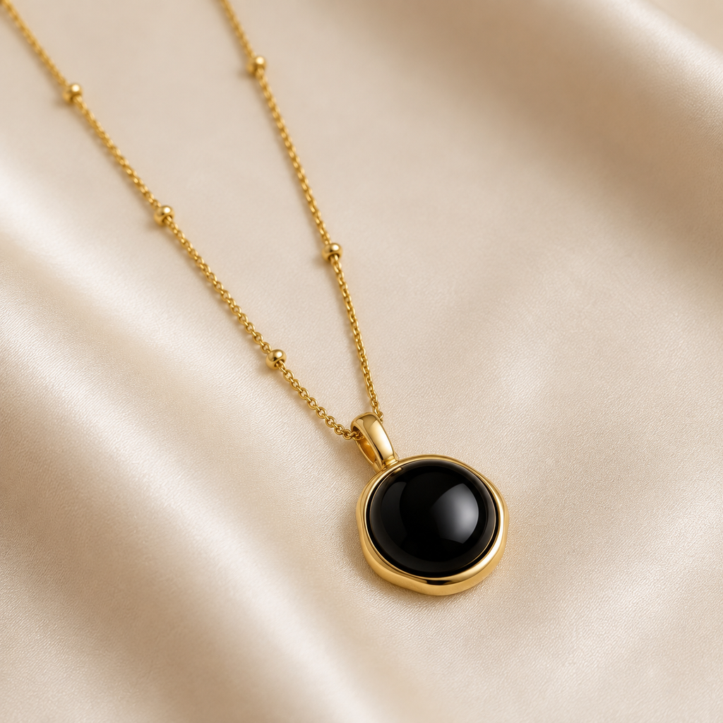 Midnight Agate Circle Necklace by LETICI & CO