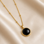 Midnight Agate Circle Necklace by LETICI & CO