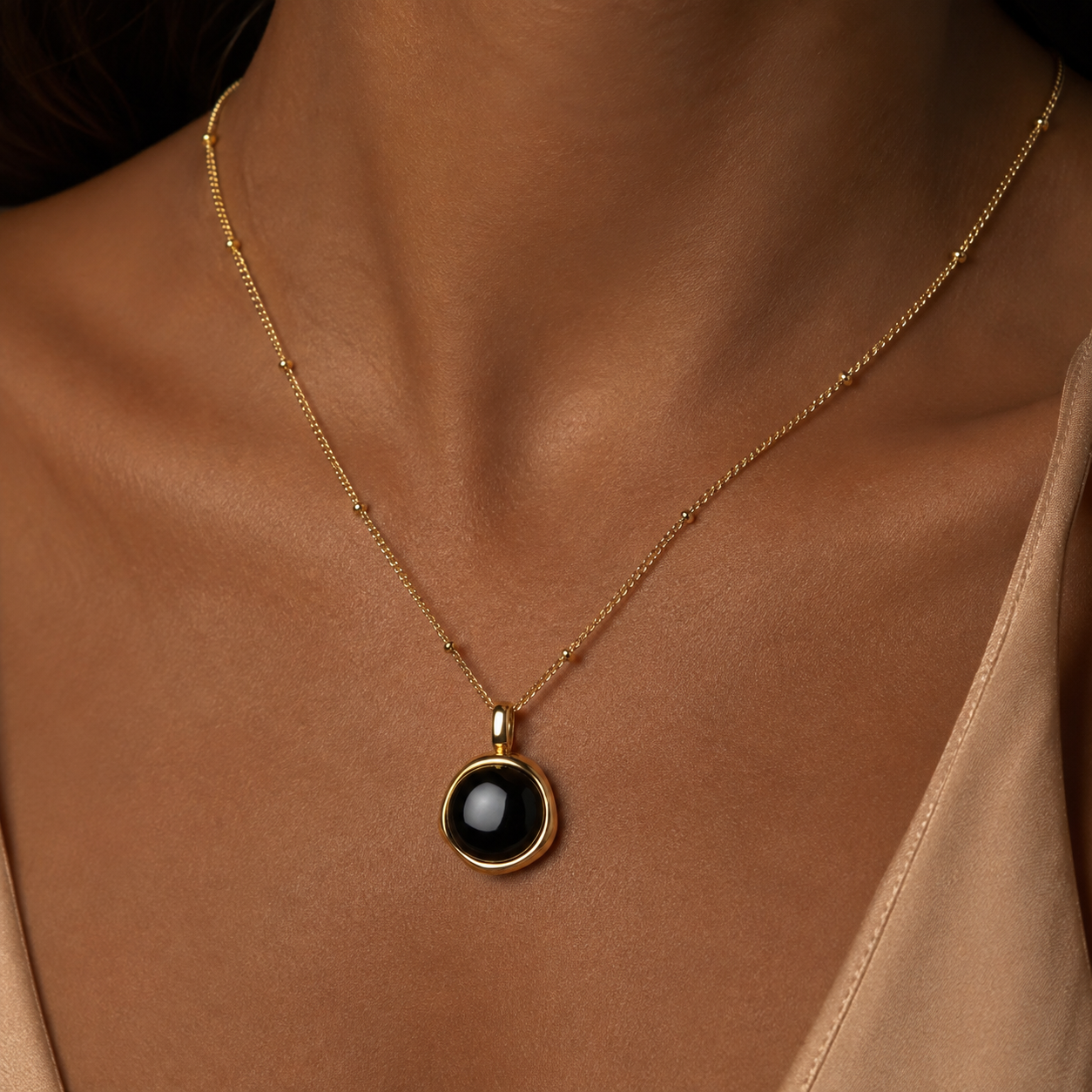 Midnight Agate Circle Necklace by LETICI & CO